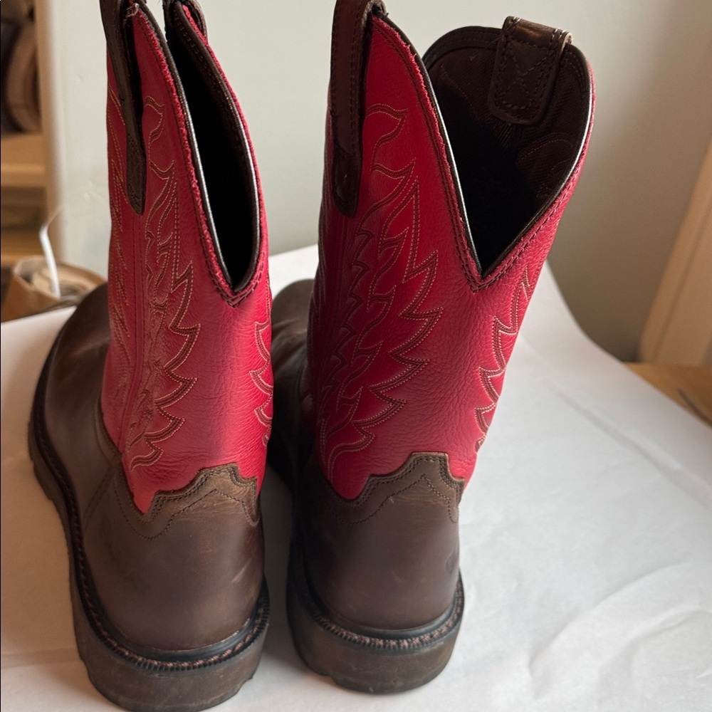 Ariat Work Boots Mens 11D Brown/Red Leather EH ASTM F2892-11 Western Cowboy - Picture 3 of 9
